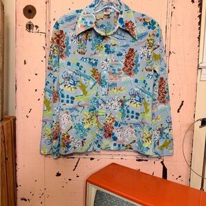 Women’s Retro 1970’s Hippie Disco Equestrian Patterned Shirt